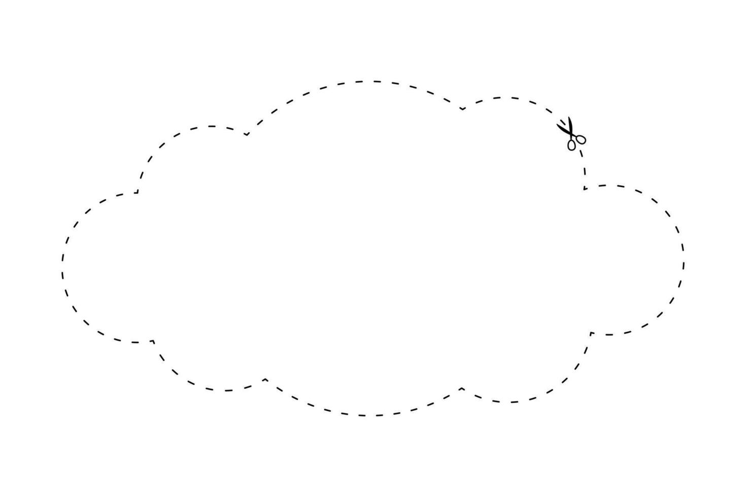 scissors on dashed line cloud shape, dash line and scissors, dash outline and scissors vector