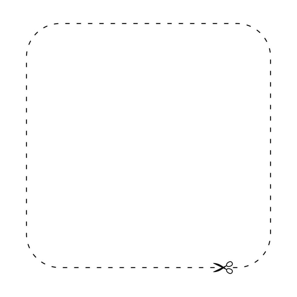scissors and dashed line square shape, dash line and scissors, dash outline and scissors vector