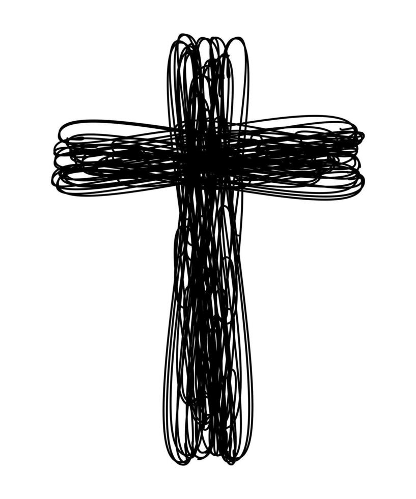 cross symbol art line, christian crosses icon vector