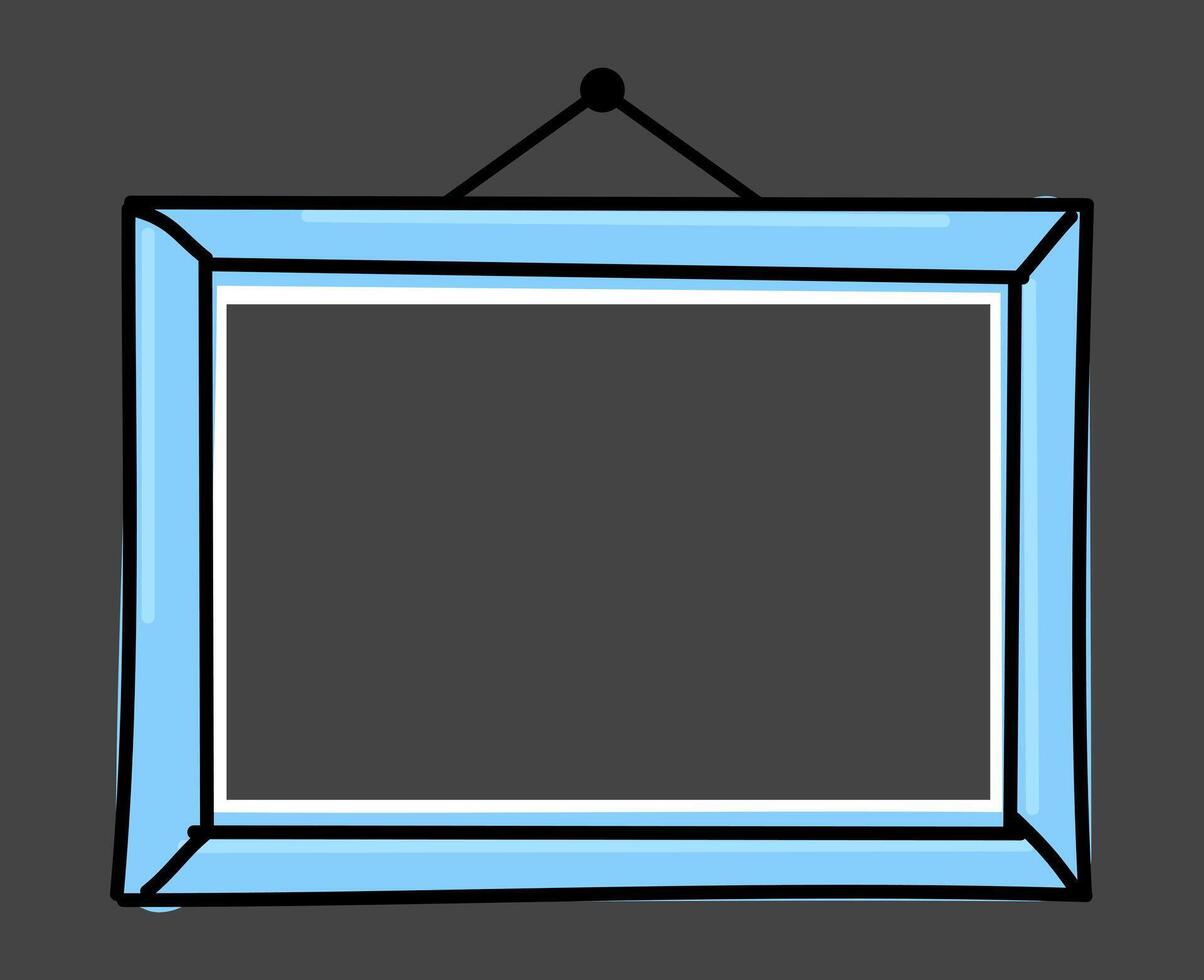 art line photo frame hanging, wood frame doodle, framework hand drawn vector