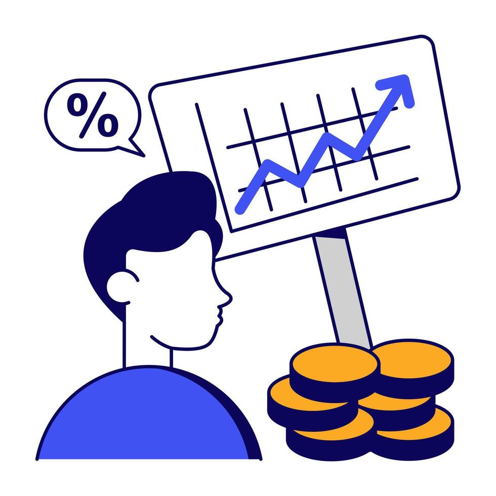 A flat design icon of growth charts vector