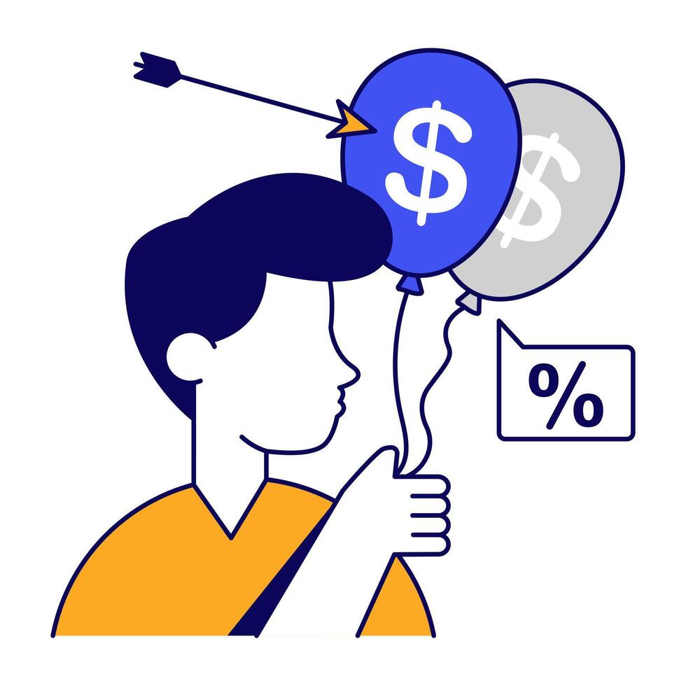 Financial balloon icon, decorative accessory vector