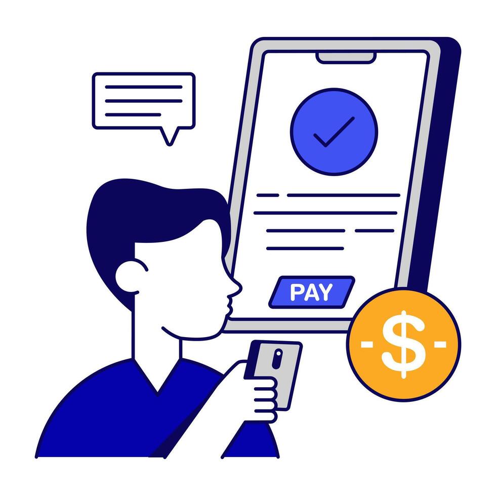 Mobile card payment icon in trendy flat design vector