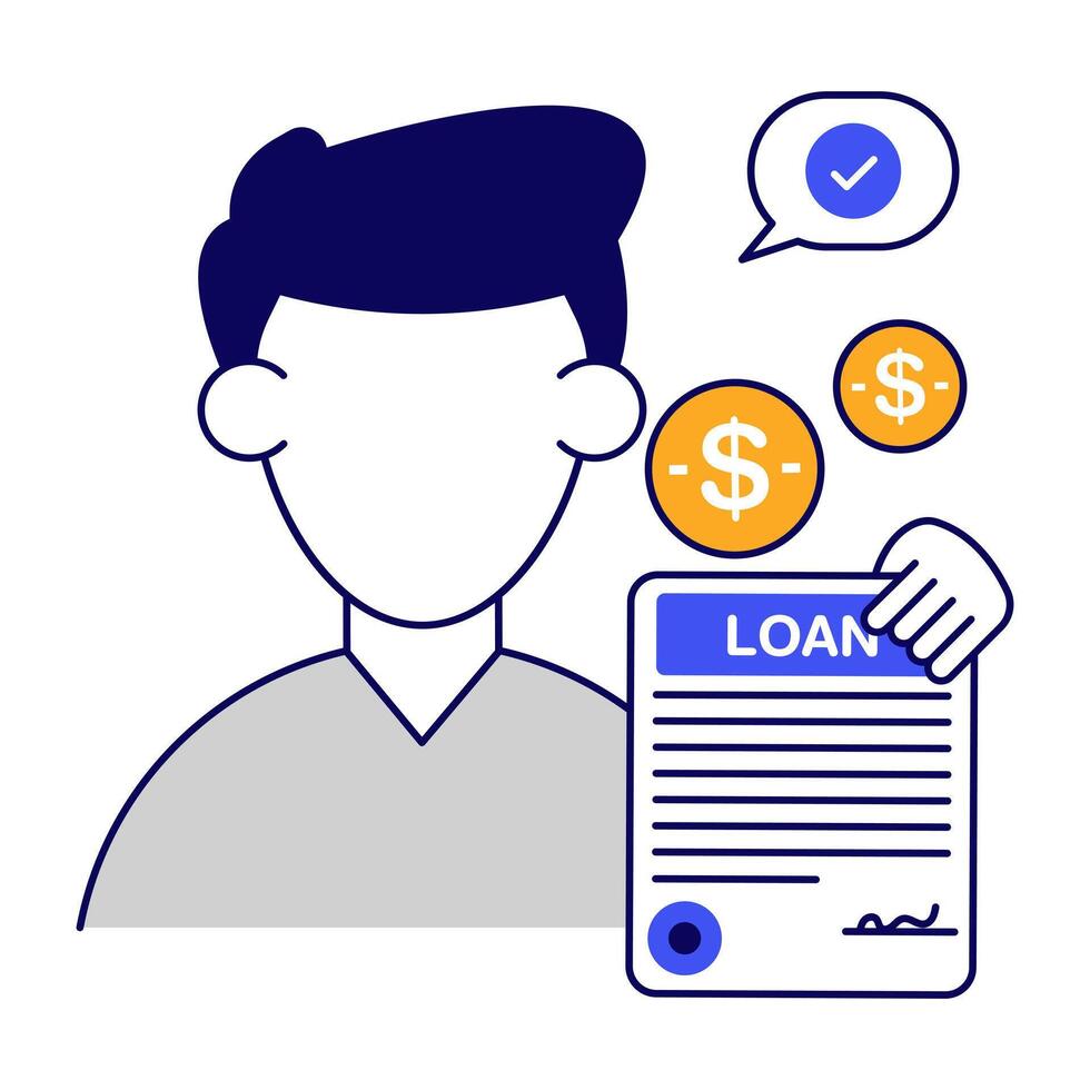 A flat design icon of loan paper vector