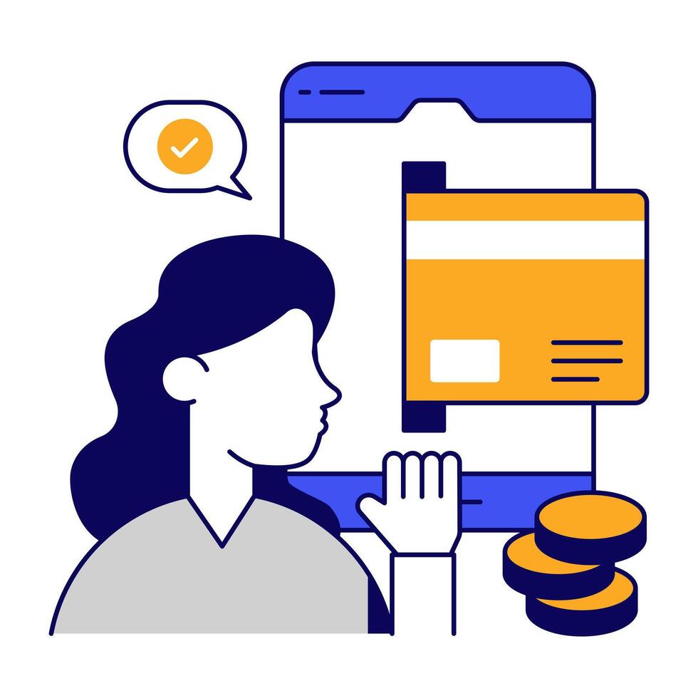 Mobile card payment flat icon in trendy vectors design