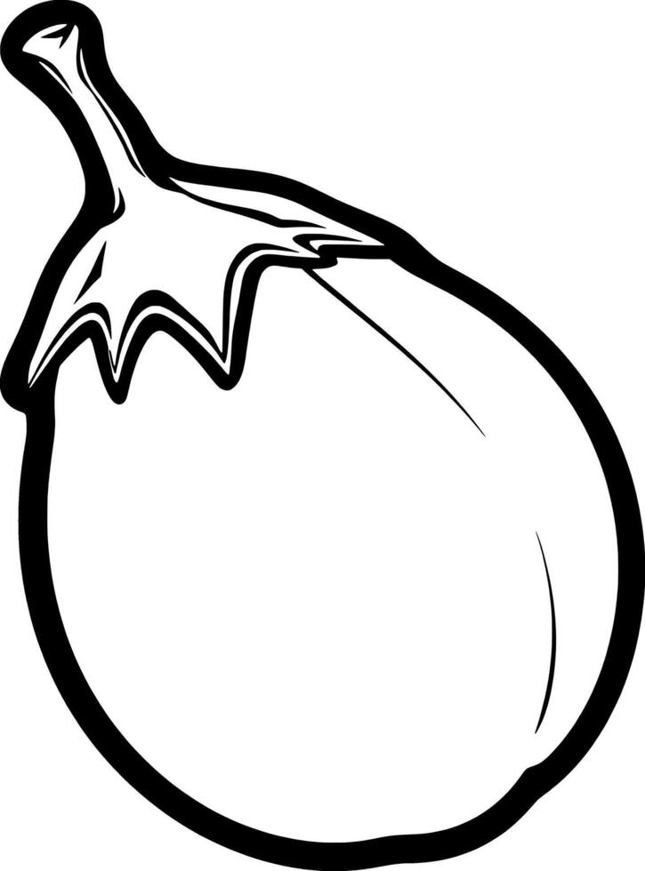 Simple Line Drawing Of A Single White Eggplant Vegetable vector