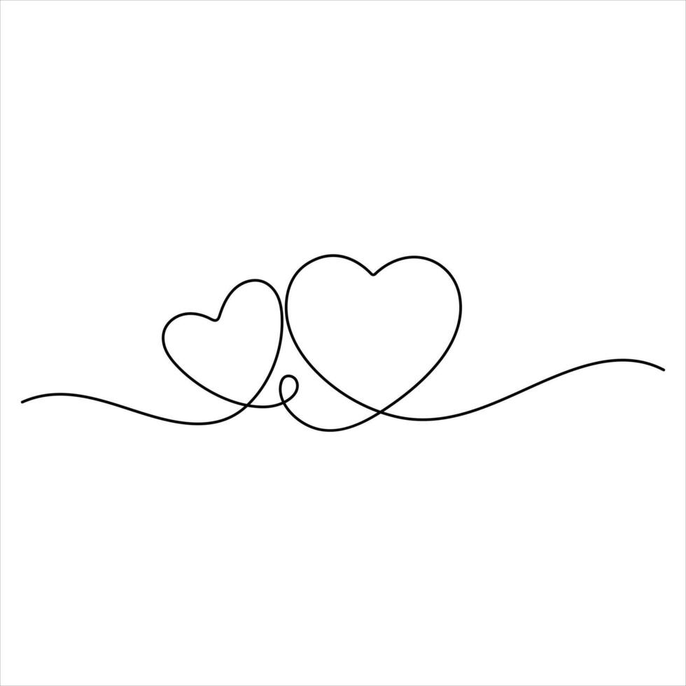 Heart love oneline continuous line drawing illustration vector