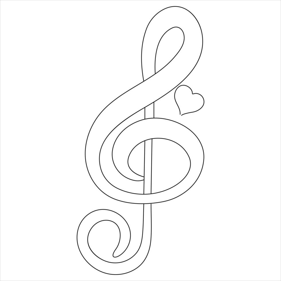 Continuous oneline drawing Treble clef music illustration vector