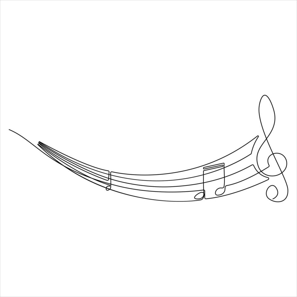 Treble clef music continuous line drawing illustration vector