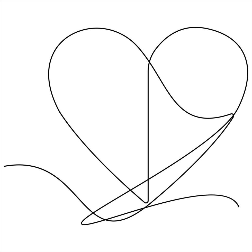 Continuous one line drawing of hearts Love concept illustration vector