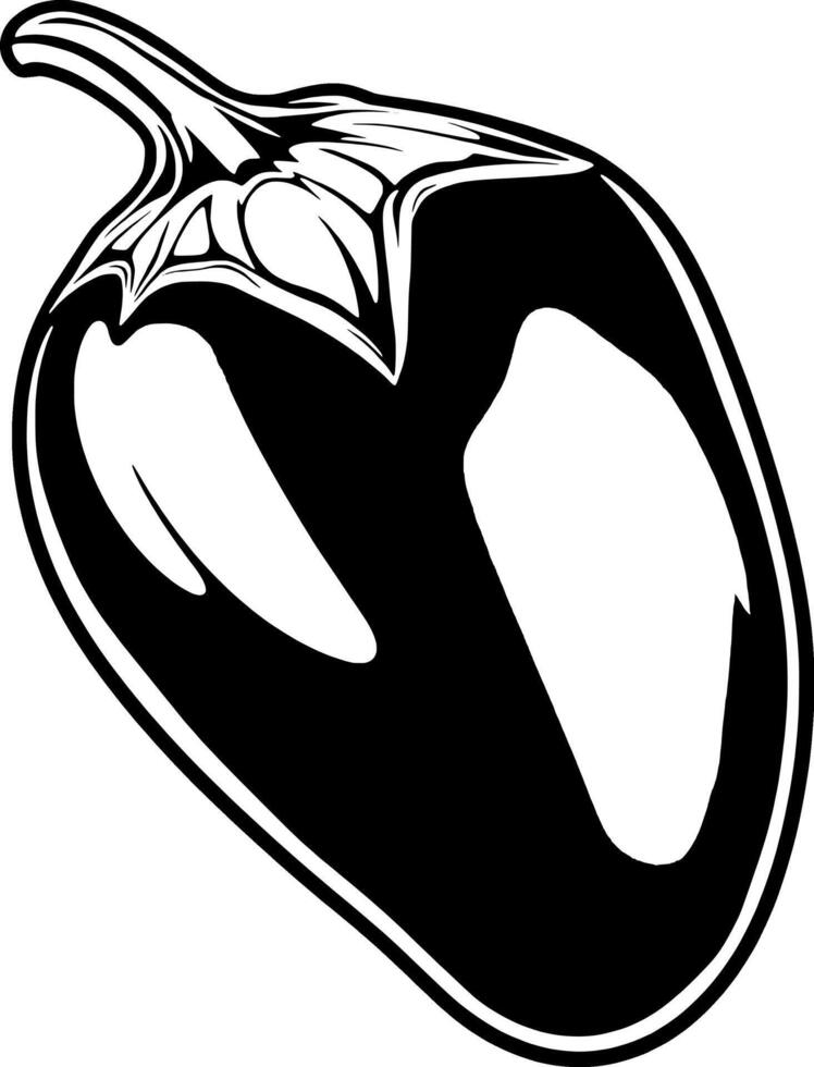 A Striking Black And White Illustration Of A Single Eggplant vector