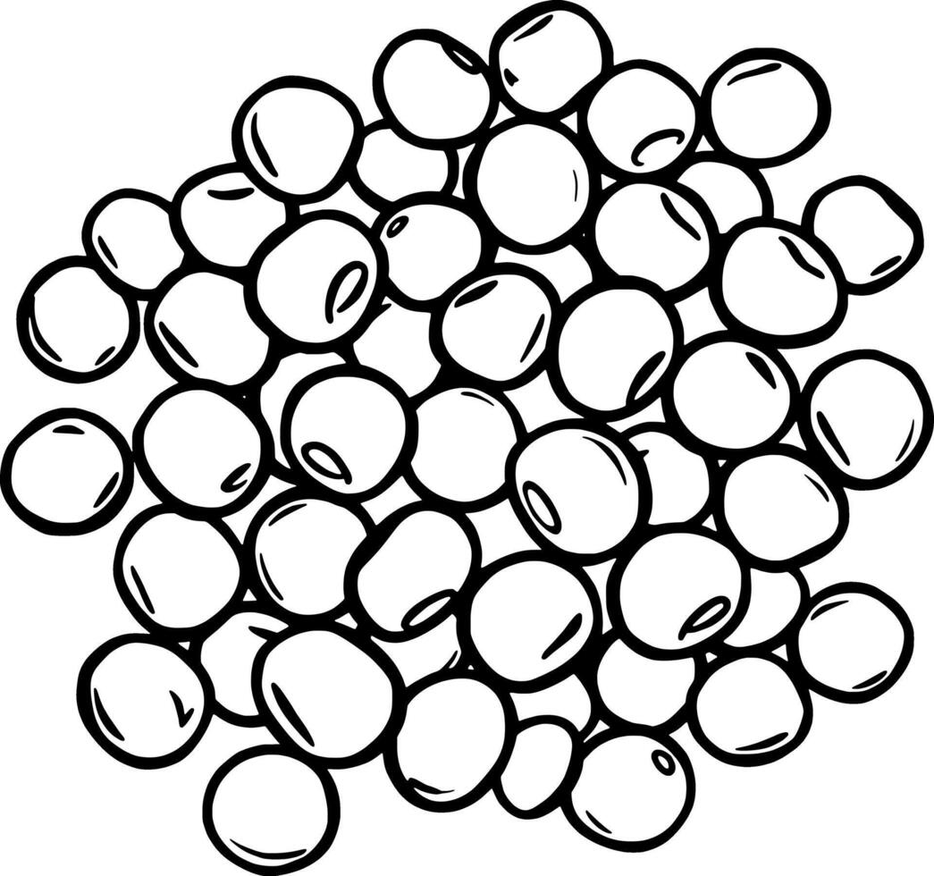 A Collection Of Round White Peas Scattered And Piled High vector