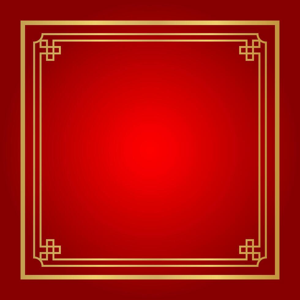 red chinese certificate square, red background, certificate line frame, antique china border gold frame, chinese new year frame outline vector