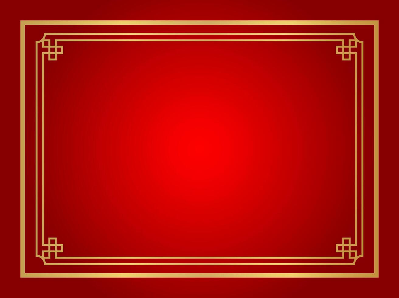 red chinese certificate frame rectangle for background, certificate line frame, antique china border gold frame, chinese new year frame vector