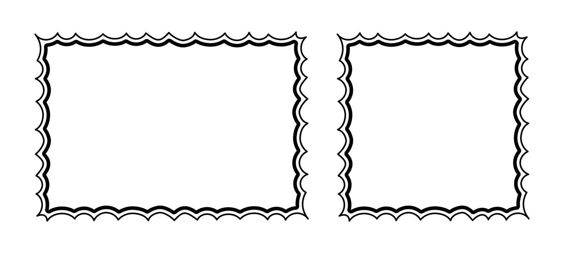Frame Doodle Line Hand Drawn, Picture Frame art line, Outline Border Frame, Scribble Frame Cute vector