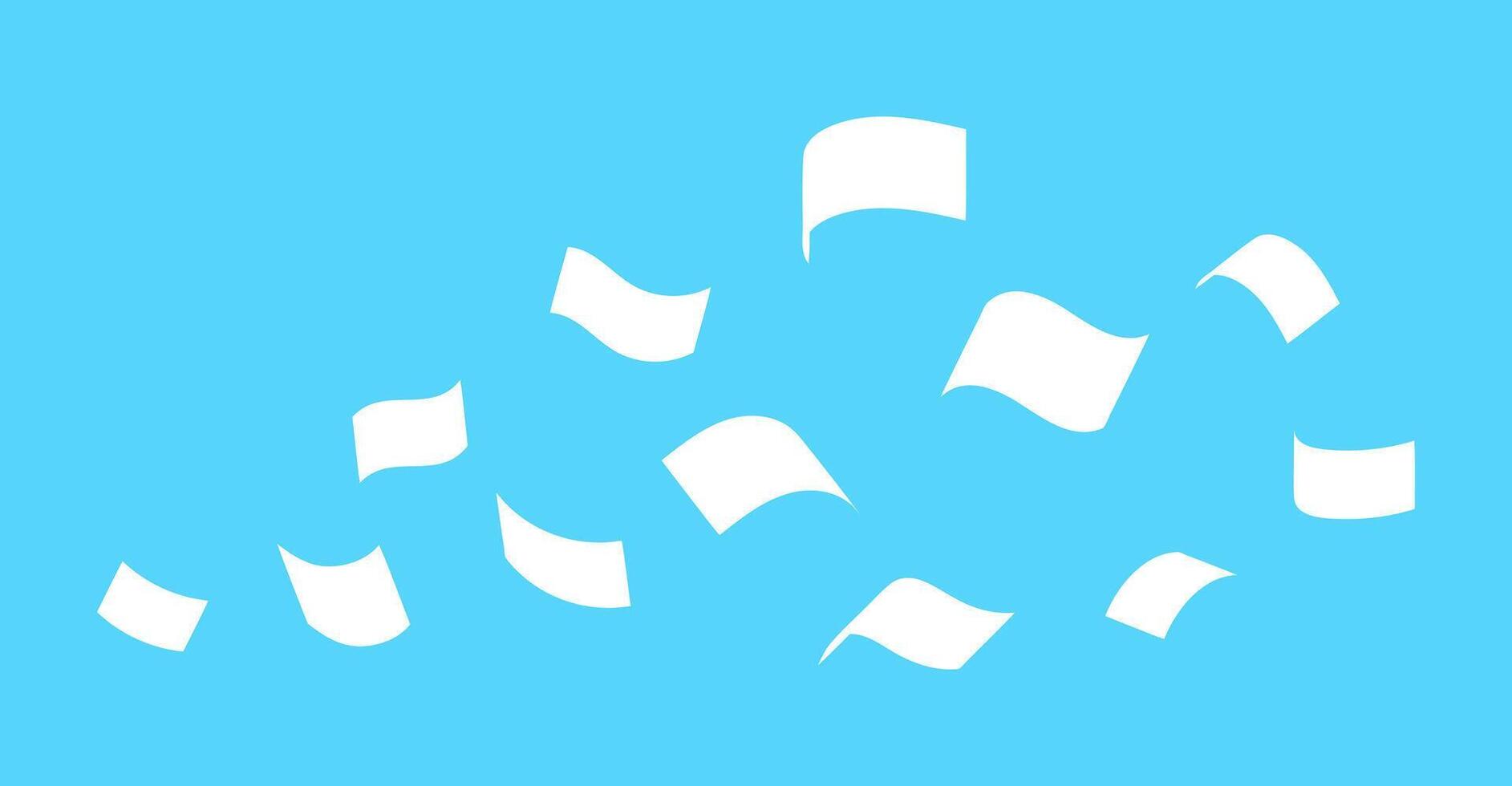 simple flying paper bill shape, documents paper note fly, silhouette paper bill many fall, busy chaos concept vector