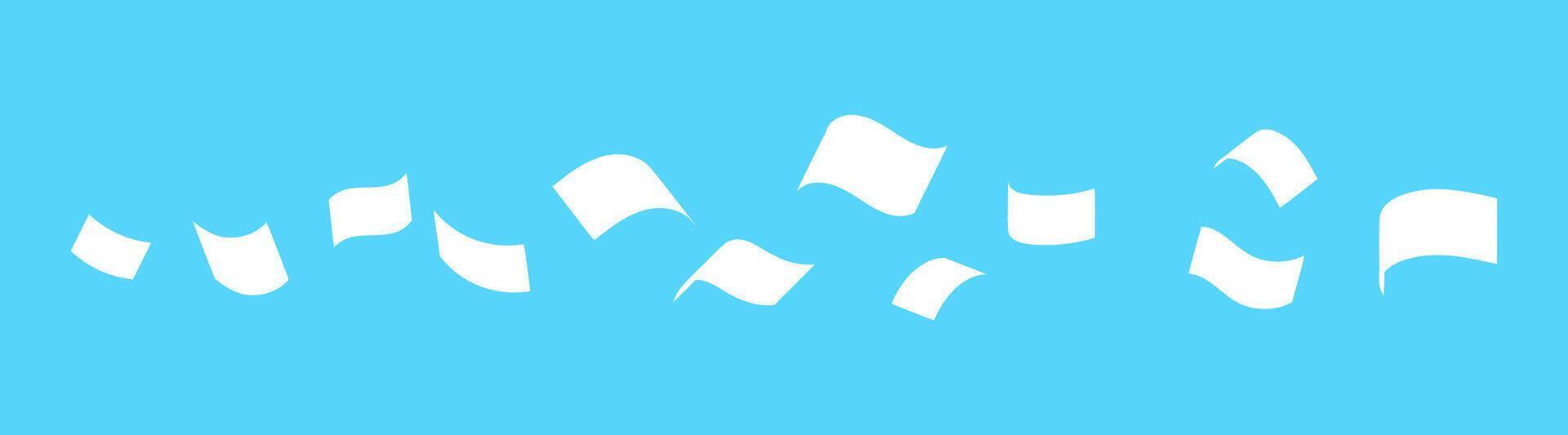 simple flying paper bill shape, documents paper note fly, white silhouette paper bill fall, busy chaos concept vector