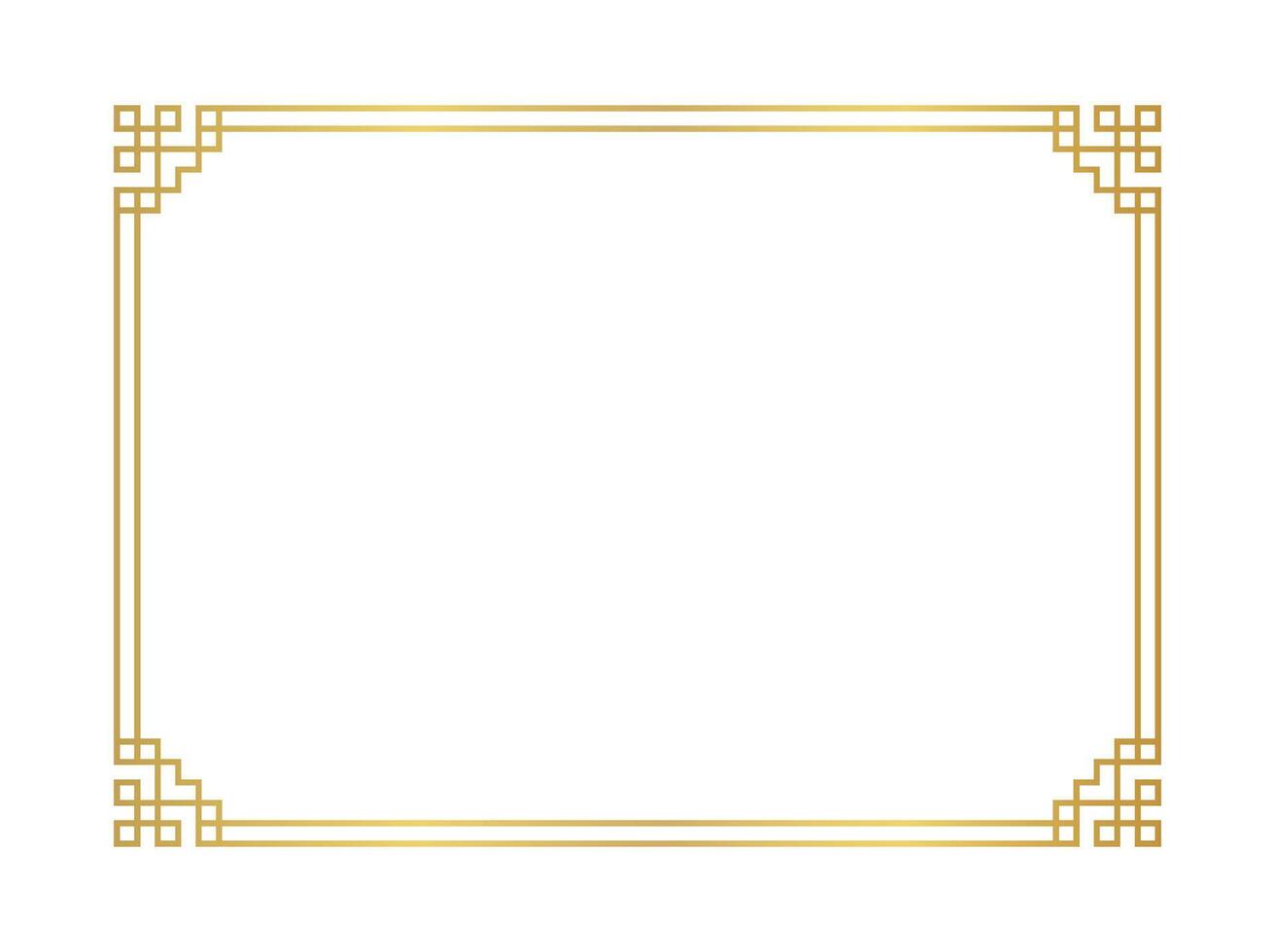 certificate frame, chinese gold frame rectangle line, gold antique china border gold frame, chinese new year frame template vector