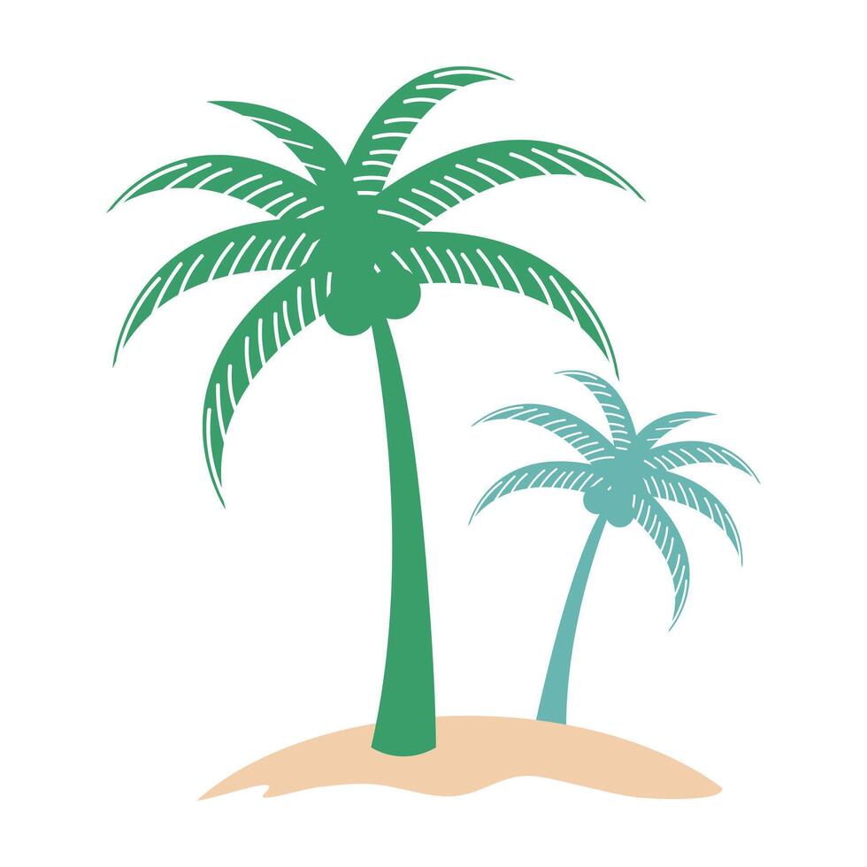 coconut, palm tree on island icon vector