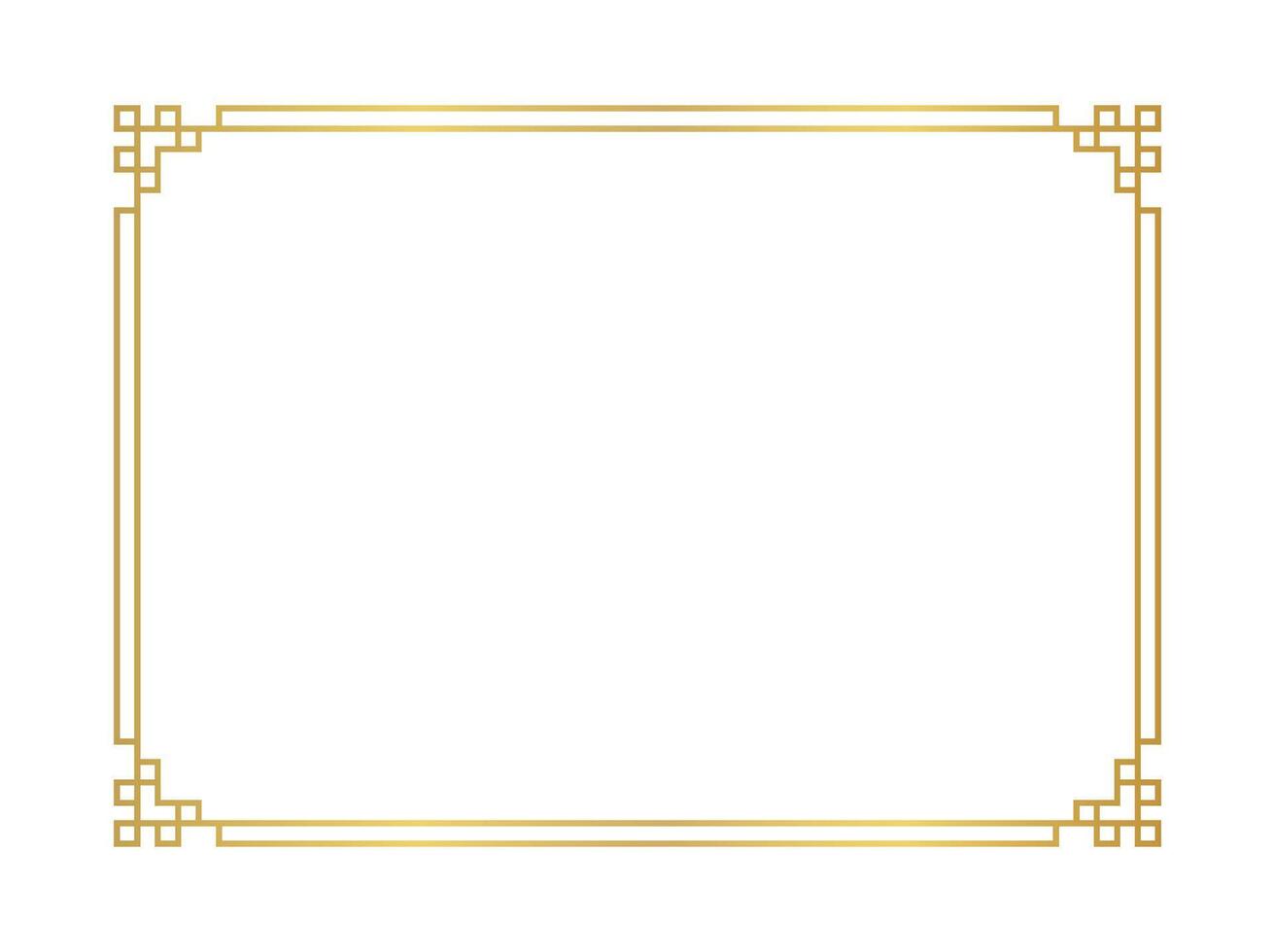 chinese frame rectangle art line, certificate frame, gold antique china border gold frame, chinese new year frame outline vector