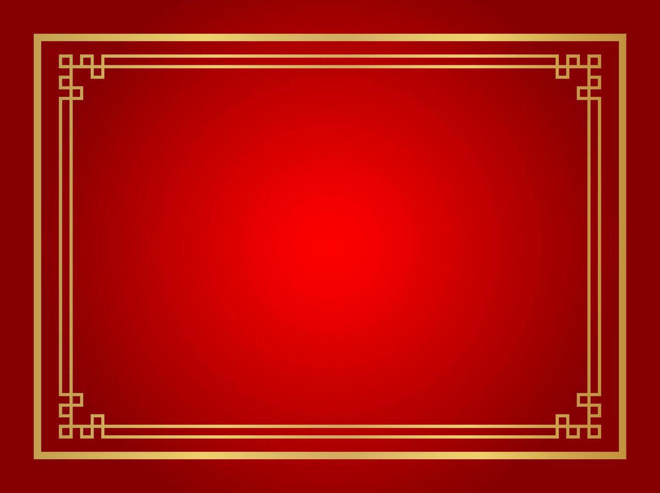 red chinese certificate frame rectangle, red background, certificate line frame, antique border golden frame, chinese new year frame vector