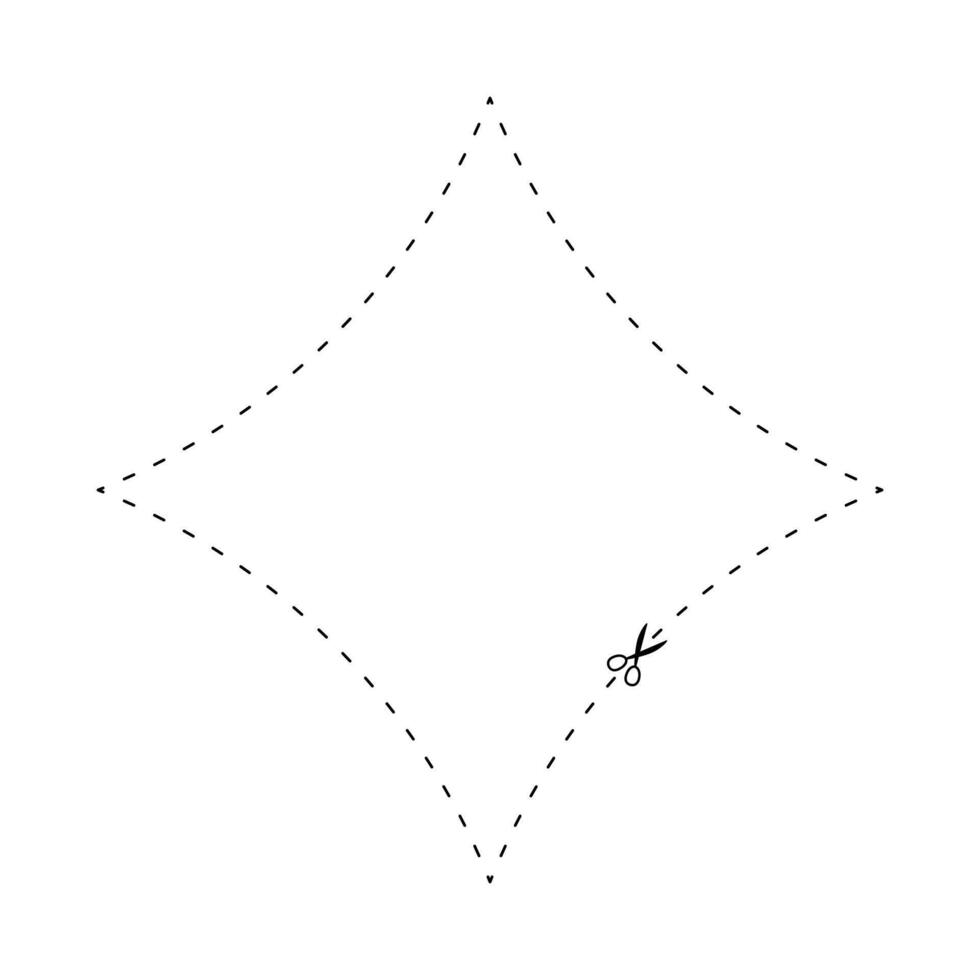 scissors and dashed line star, dash line and scissors, dash outline and scissors vector