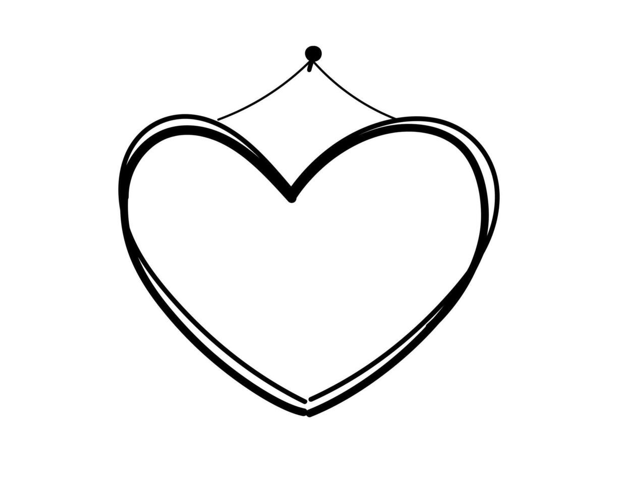 heart signboard hand drawn, sign board art line, placard hanging, shop door sign doodle blank vector
