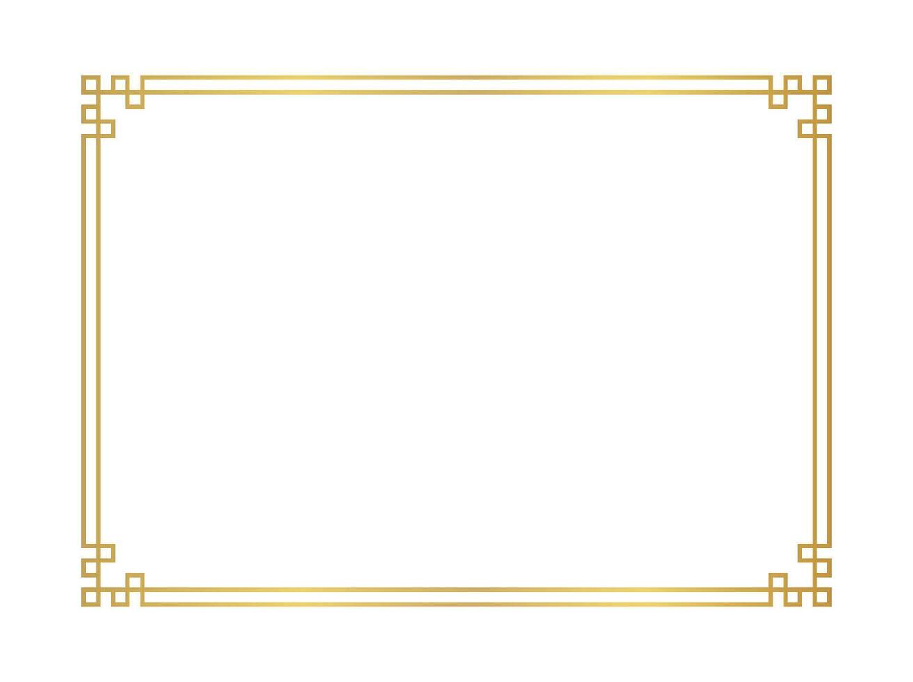 chinese gold frame rectangle line, certificate frame, gold antique china border gold frame, chinese new year frame vector