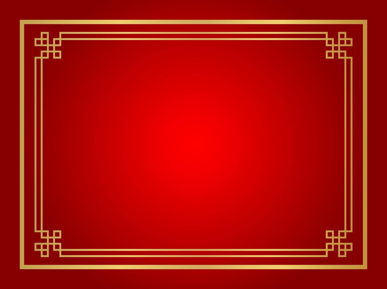 red chinese certificate frame rectangle, red background, certificate line frame, antique china border golden frame, chinese new year frame vector