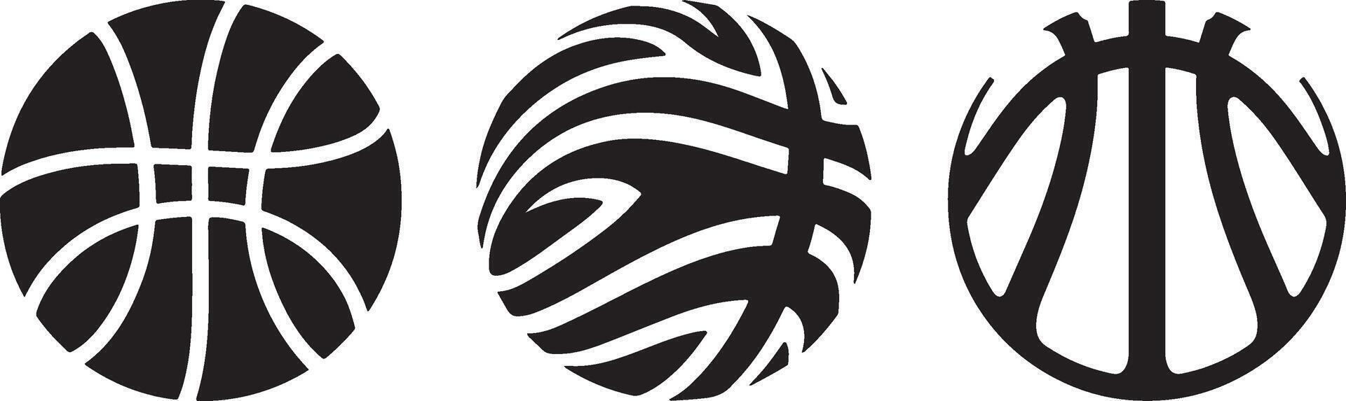 Basketball Silhouette Set Illustration On White Background vector