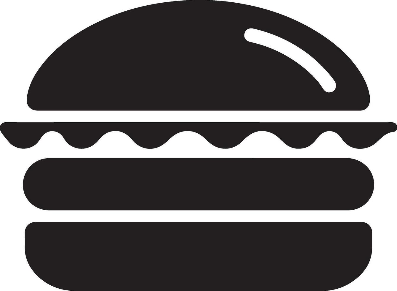 Stylized Burger Silhouette Logo, Black and White Background vector