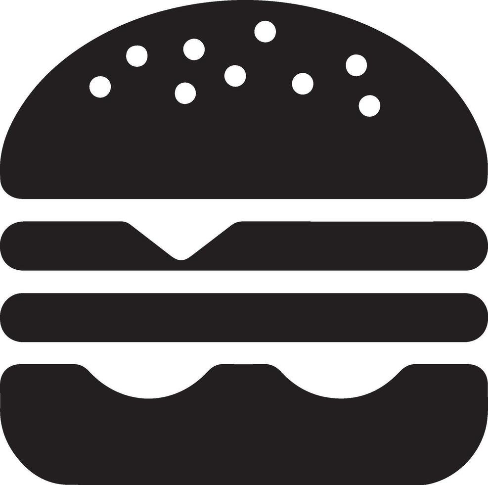 Flat Burger Silhouette Logo on White Background vector