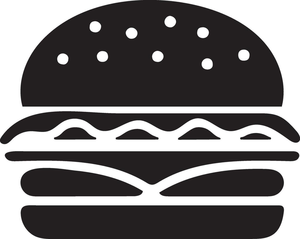 Burger Logo in Silhouette, Illustration Style on White Background vector
