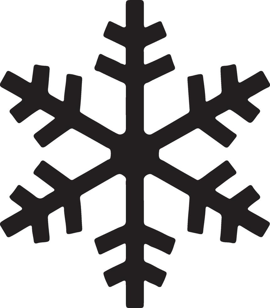 Classic Snowflake Logo Design, Black Silhouette on Minimal White Background vector