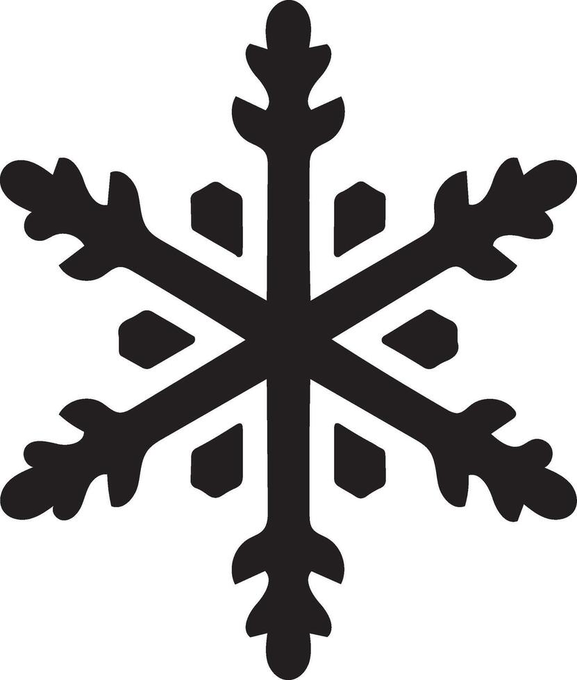 Clean Snowflake Silhouette Icon, Flat Emblem on White for Winter Designs vector