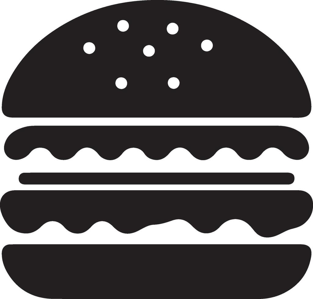 Minimal Flat Style Burger Logo Silhouette on White Background vector