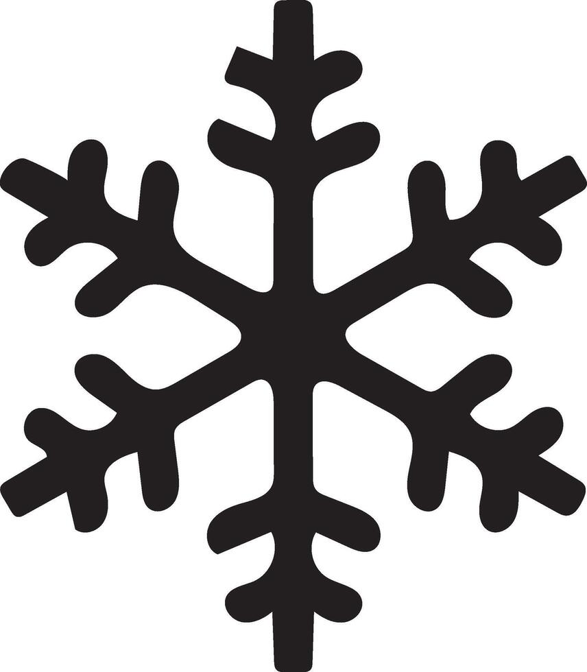 Snowflake Silhouette Icon, Minimal Winter Logo Isolated on White Background vector