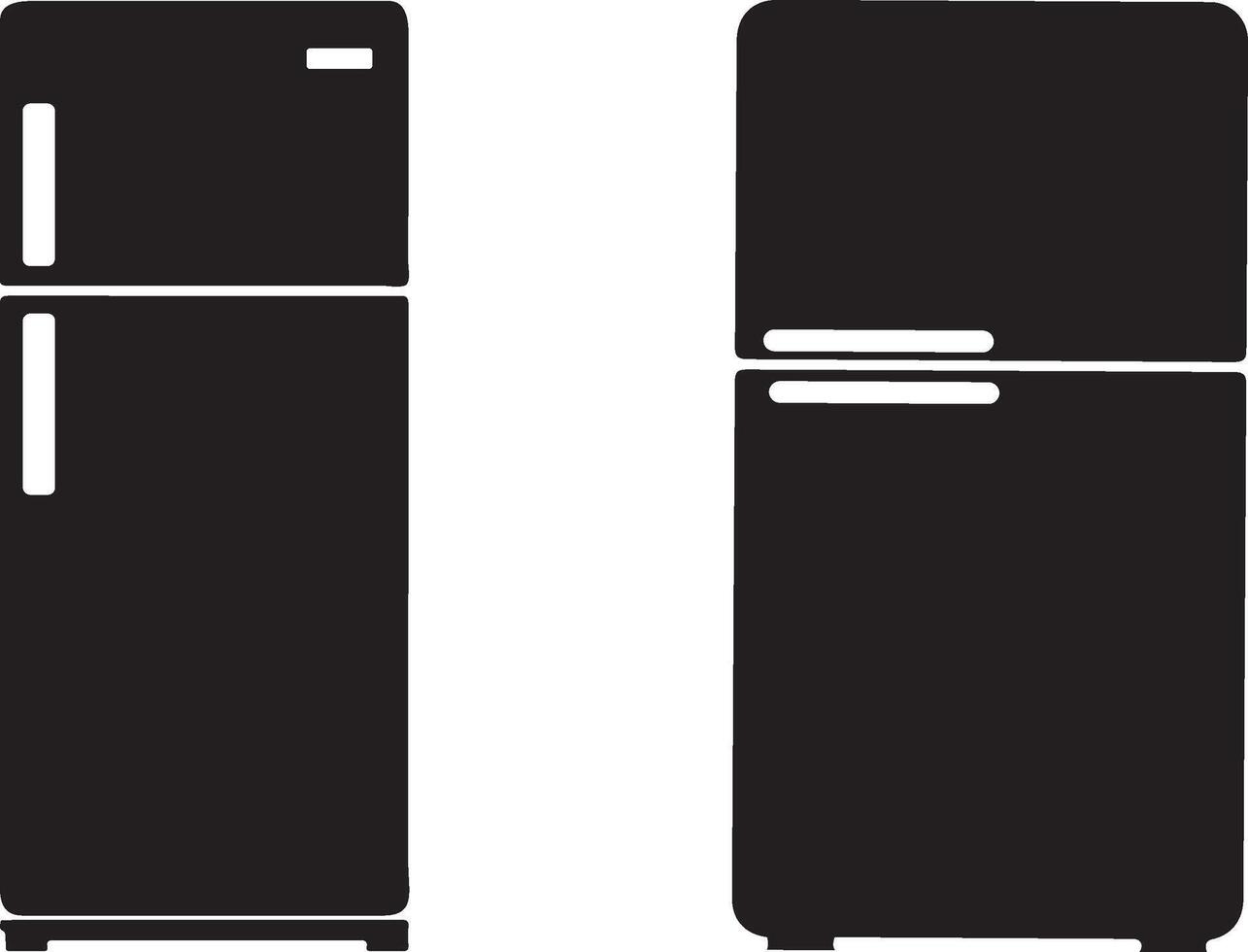 Refrigerator Silhouette Logo, Household Appliance Isolated on Clean White Background vector
