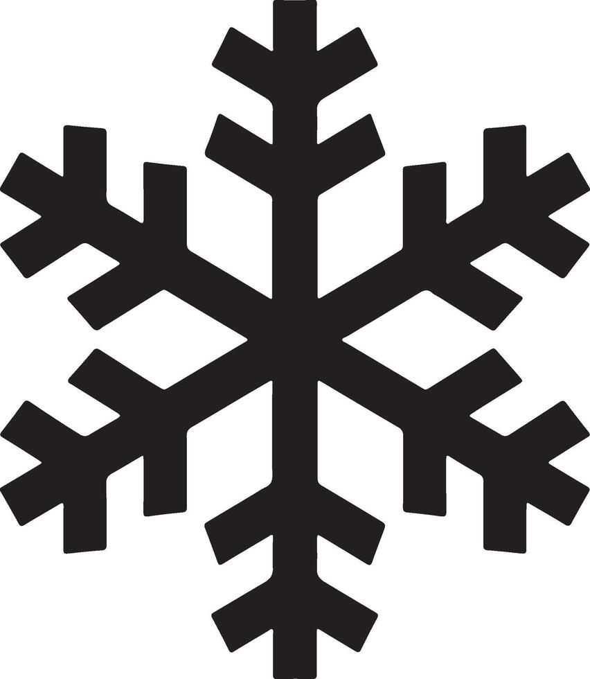 Geometric Snowflake Silhouette Logo, Black And White Design Isolated on White vector