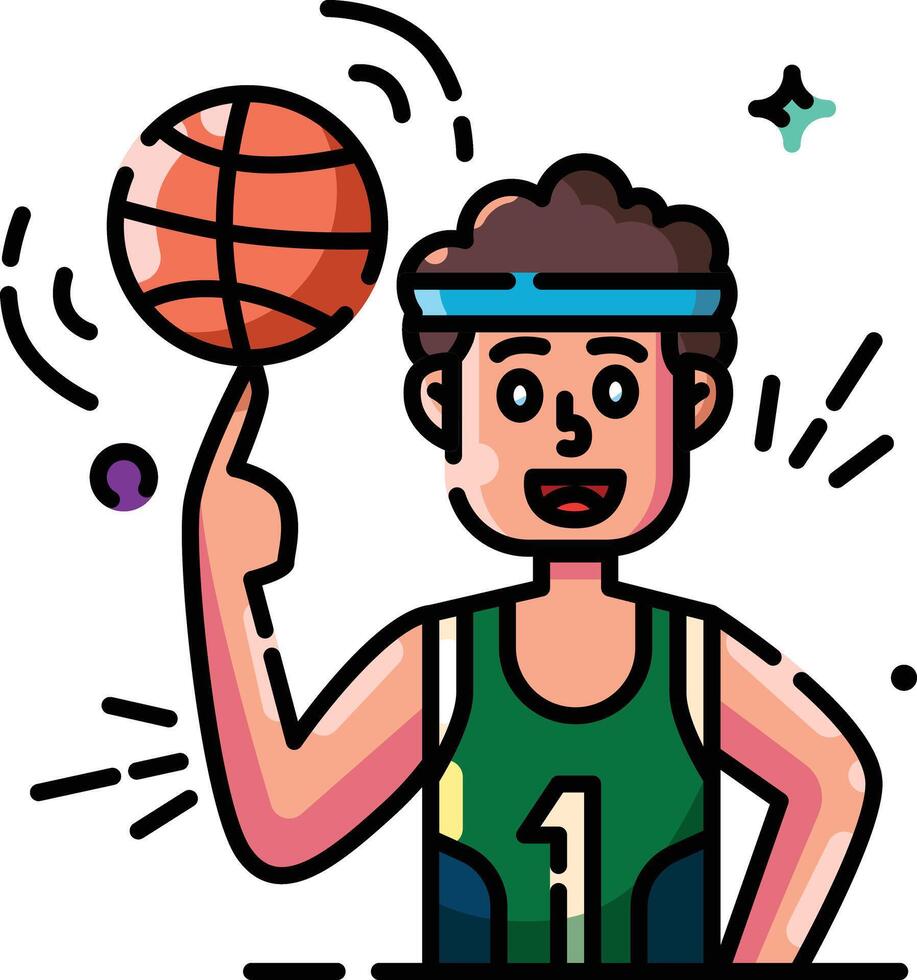 Basketball player spinning the ball on his finger vector