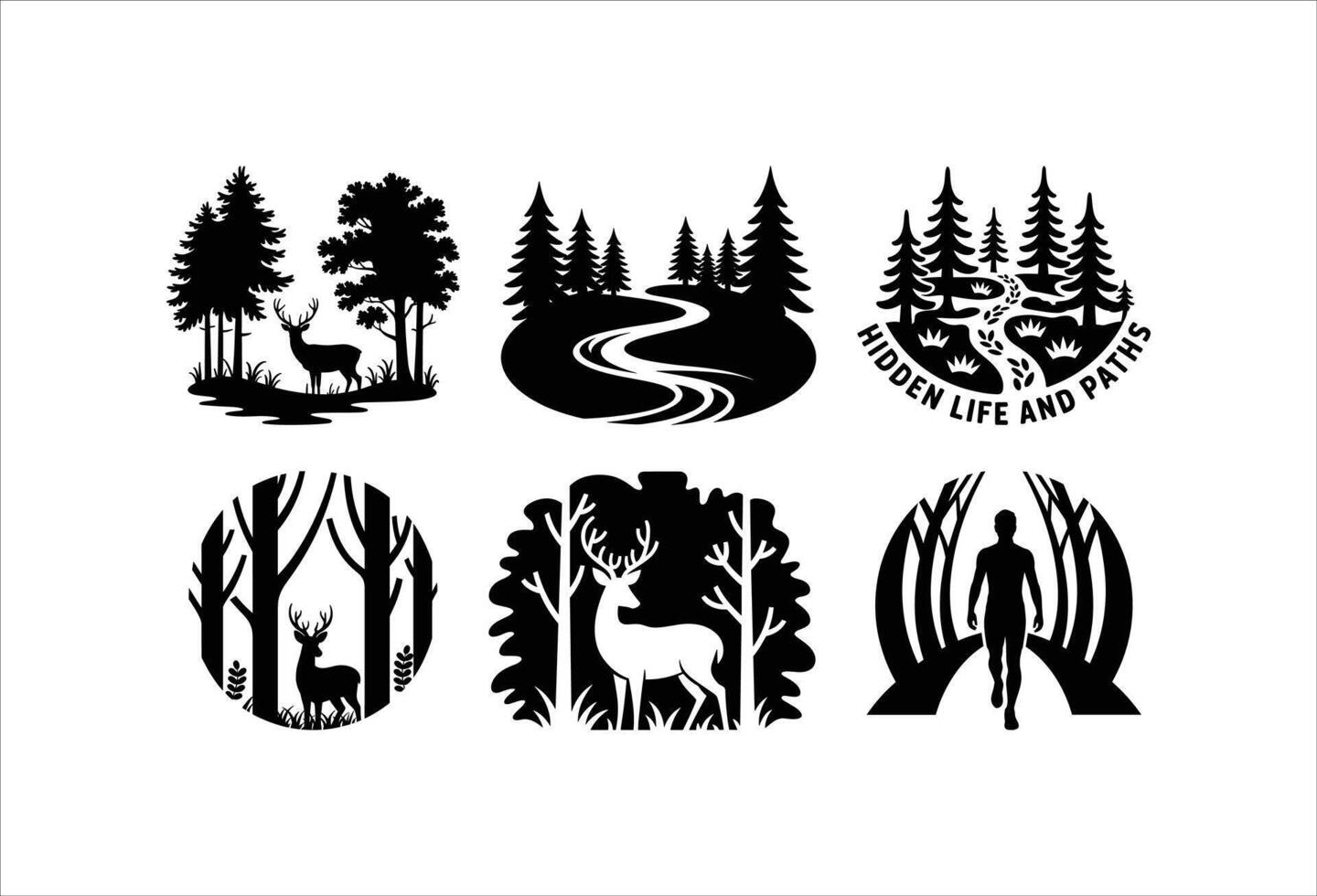 Forest Silhouette Pack, Nature and Outdoor Designs vector
