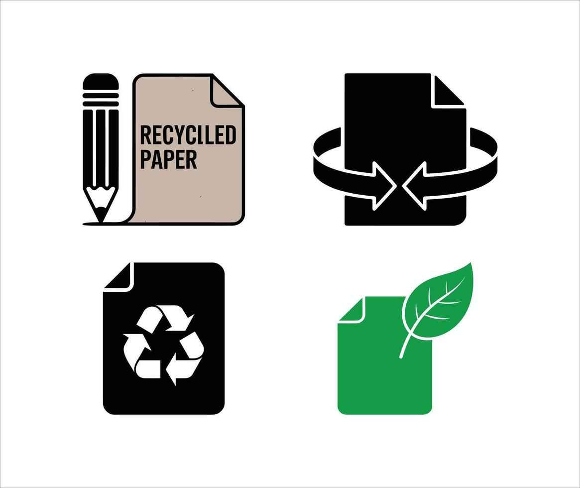 Recycled Paper Symbol Pack, Sustainable Eco Design vector