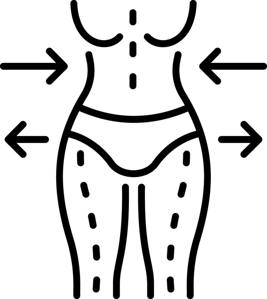 A linear style icon showing body contouring vector