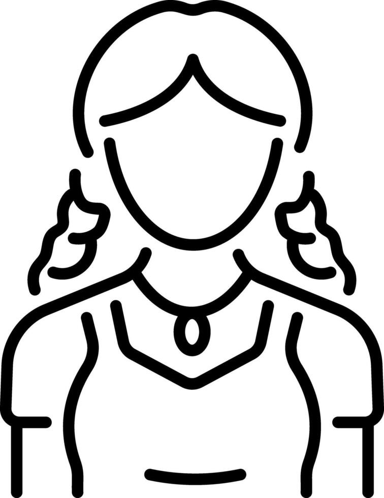 A character making a braided hairstyle, line icon vector