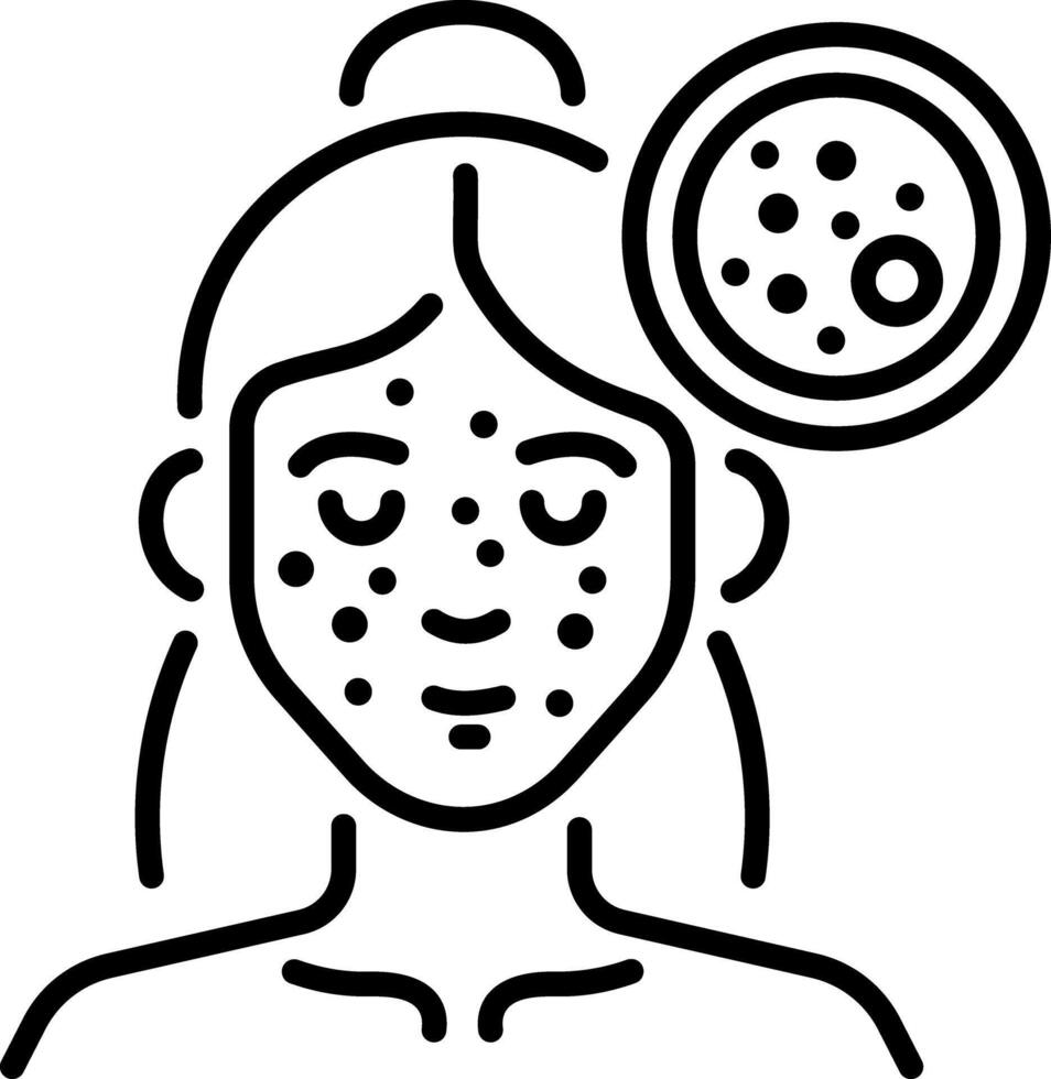 A linear style icon showing acne treatment of a girl vector