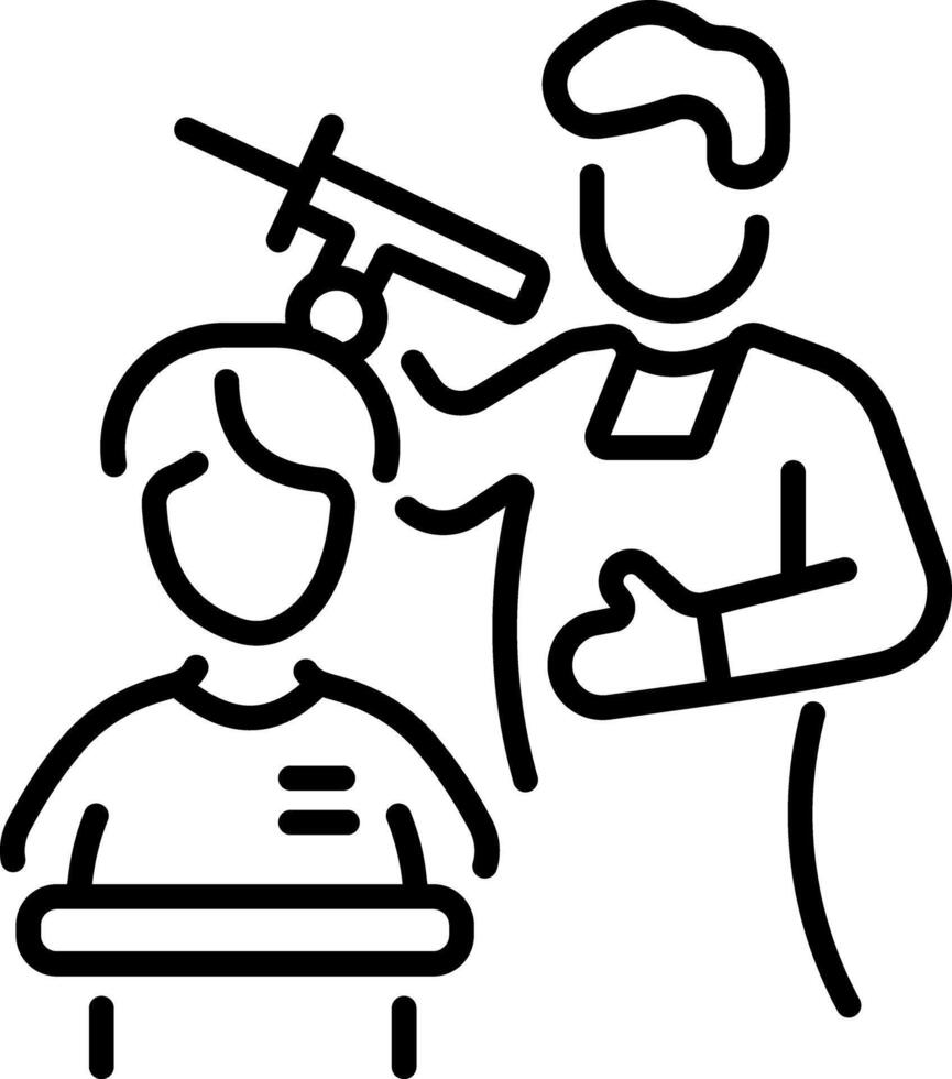 A character doing beauty treatment, linear style icon vector