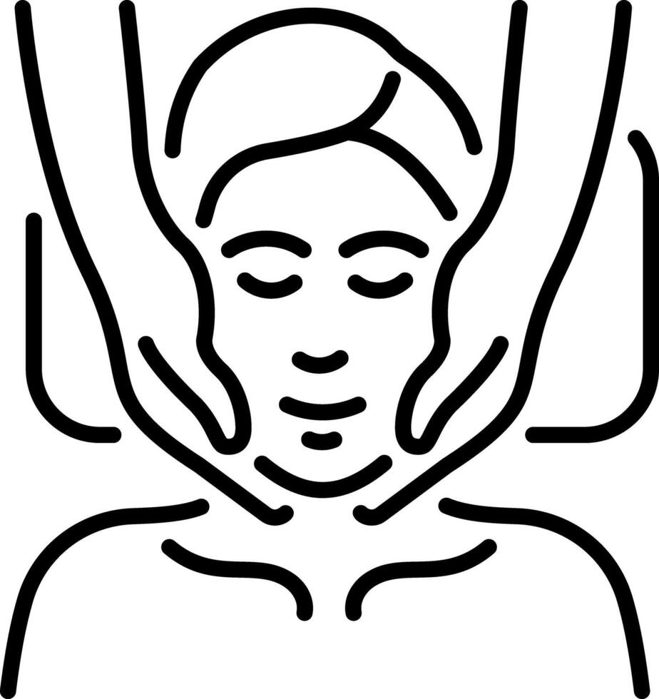 A character doing facial massage, linear style icon vector