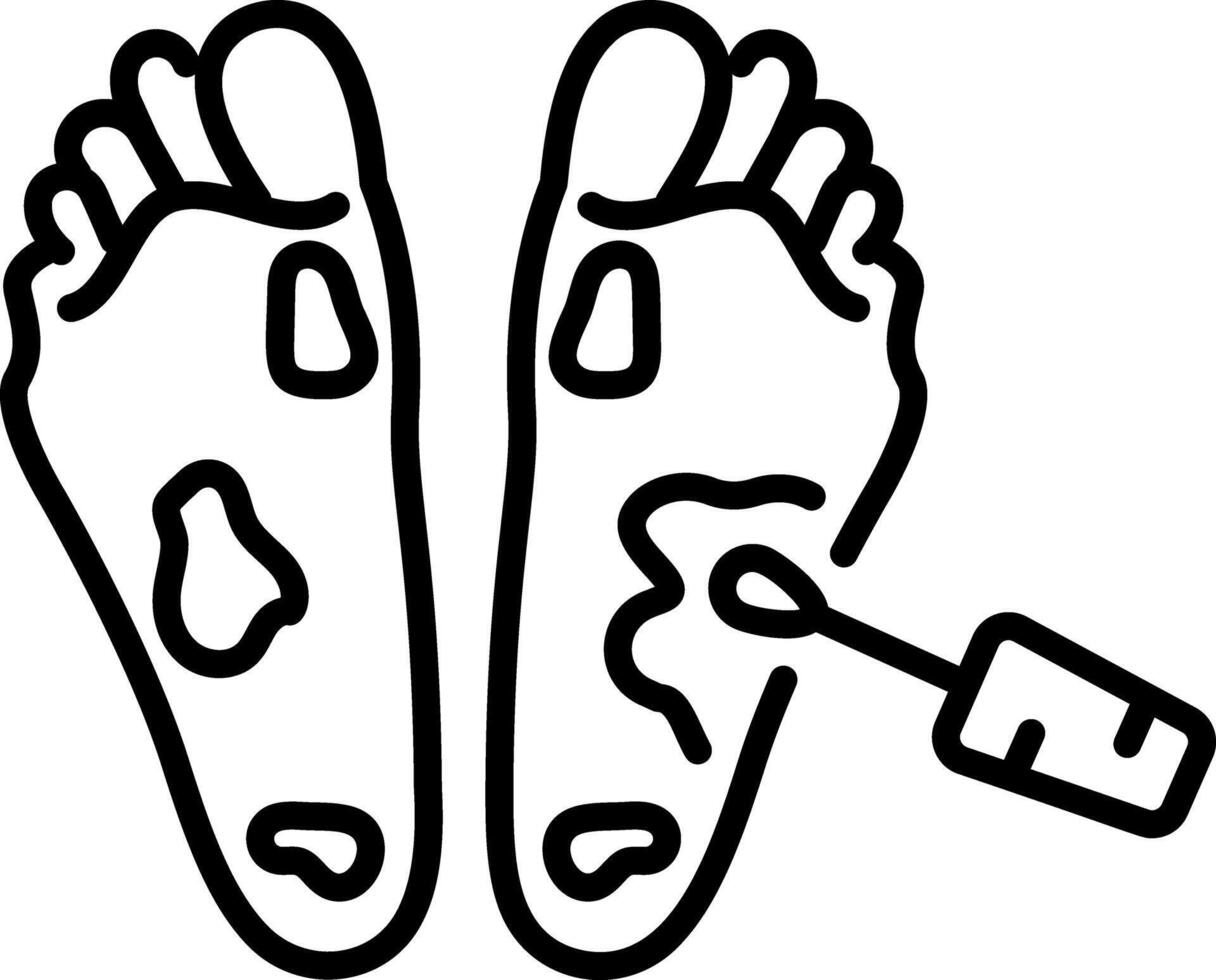 A linear style icon showing a foot treatment vector