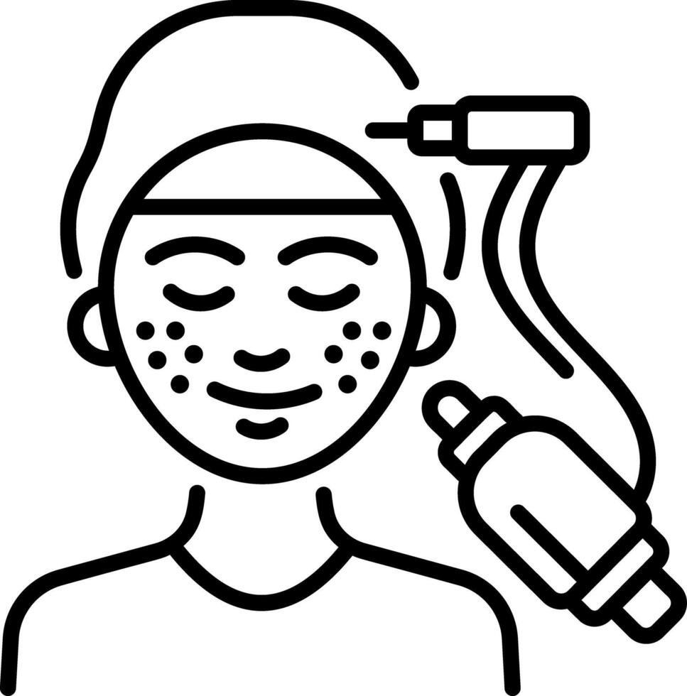 A woman doing hydrafacial, linear style icon vector