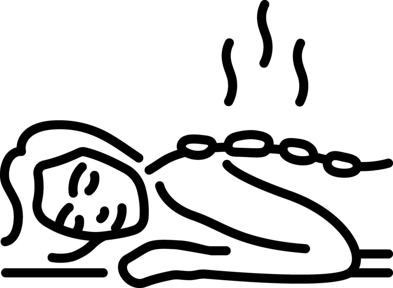 A character taking stone massage, linear style icon vector